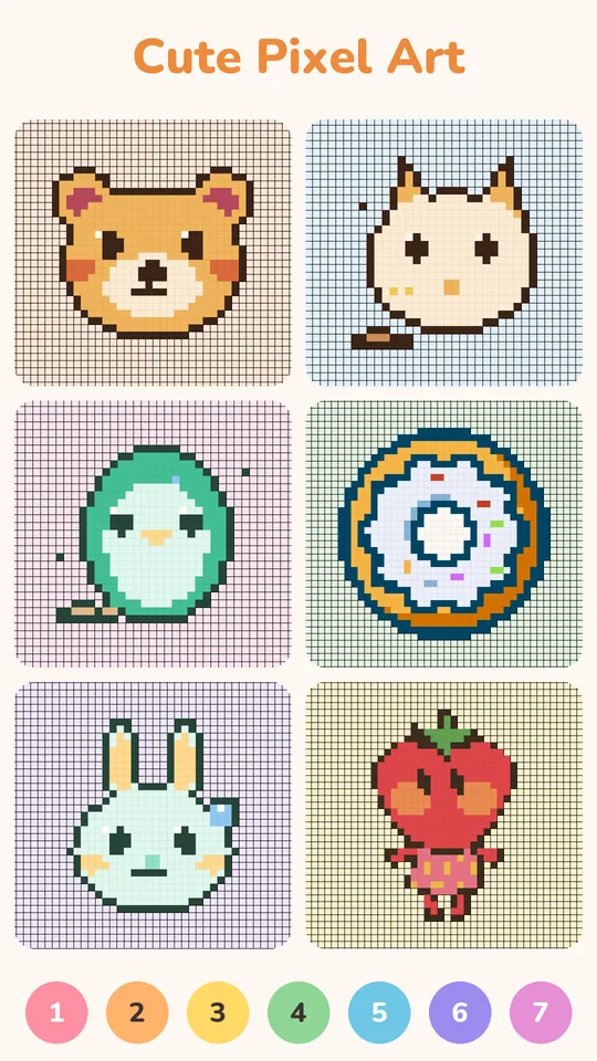 Cute pixel animals and treats